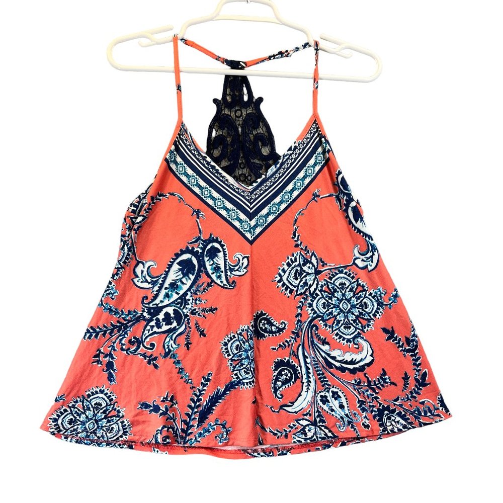 In Bloom by Jonquil Women's Size S Pink Blue Paisley Floral Lace Racerback Top